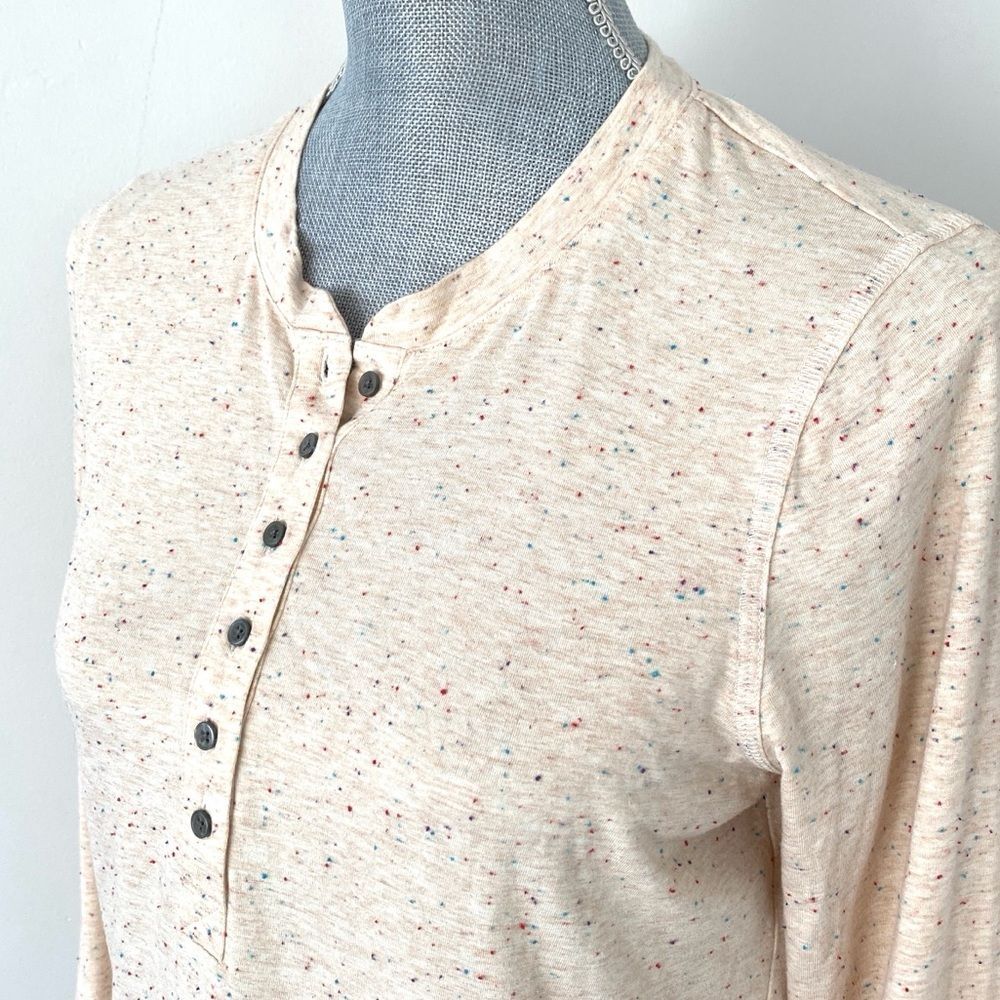 ThirdLove Salmon Pink Speckled Henry Neck Long-sleeve Top Sz M Cottage Casual - Picture 3 of 9